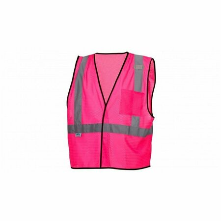 PYRAMEX Safety Vest, Polyester Mesh, Hi-Vis Pink, Large/ Extra-Large, 1/ EA RV1270S/M